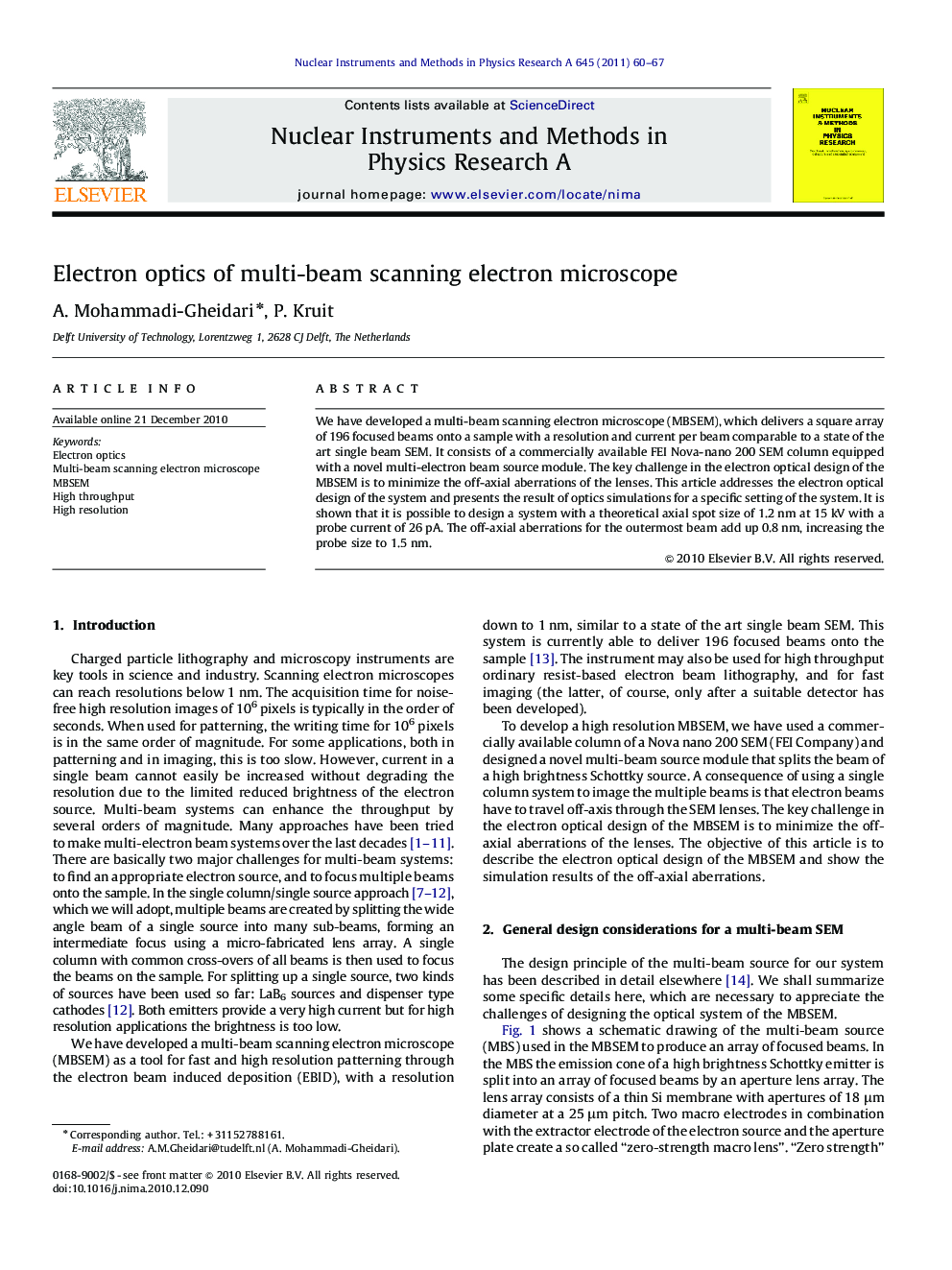 Electron optics of multi-beam scanning electron microscope