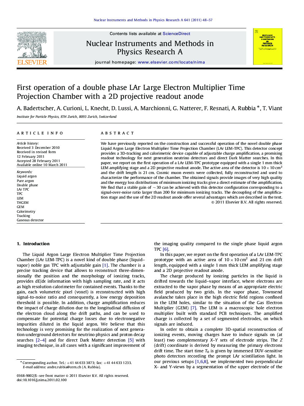 First operation of a double phase LAr Large Electron Multiplier Time Projection Chamber with a 2D projective readout anode