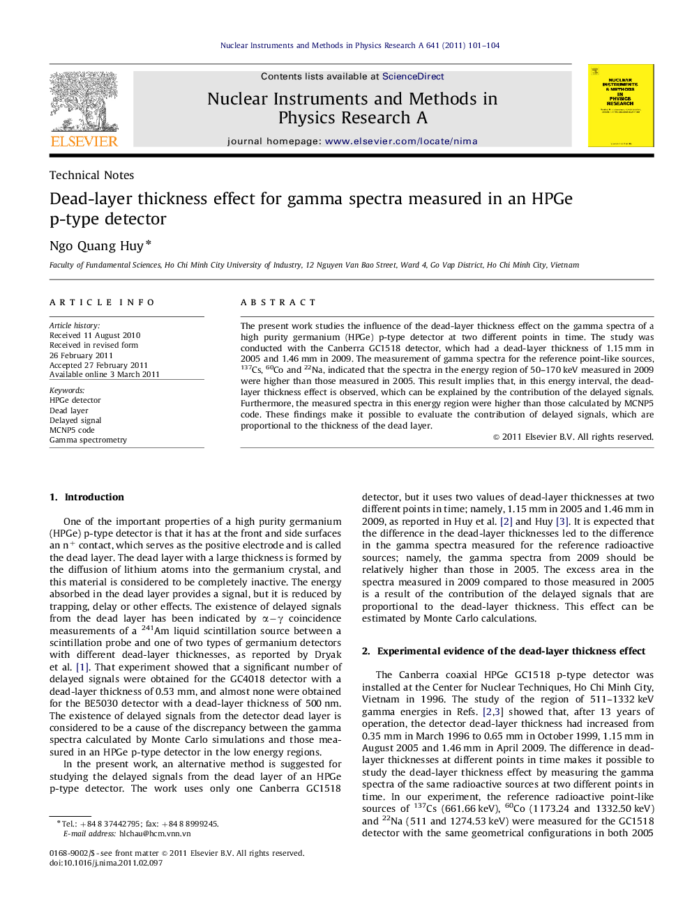 Dead-layer thickness effect for gamma spectra measured in an HPGe p-type detector