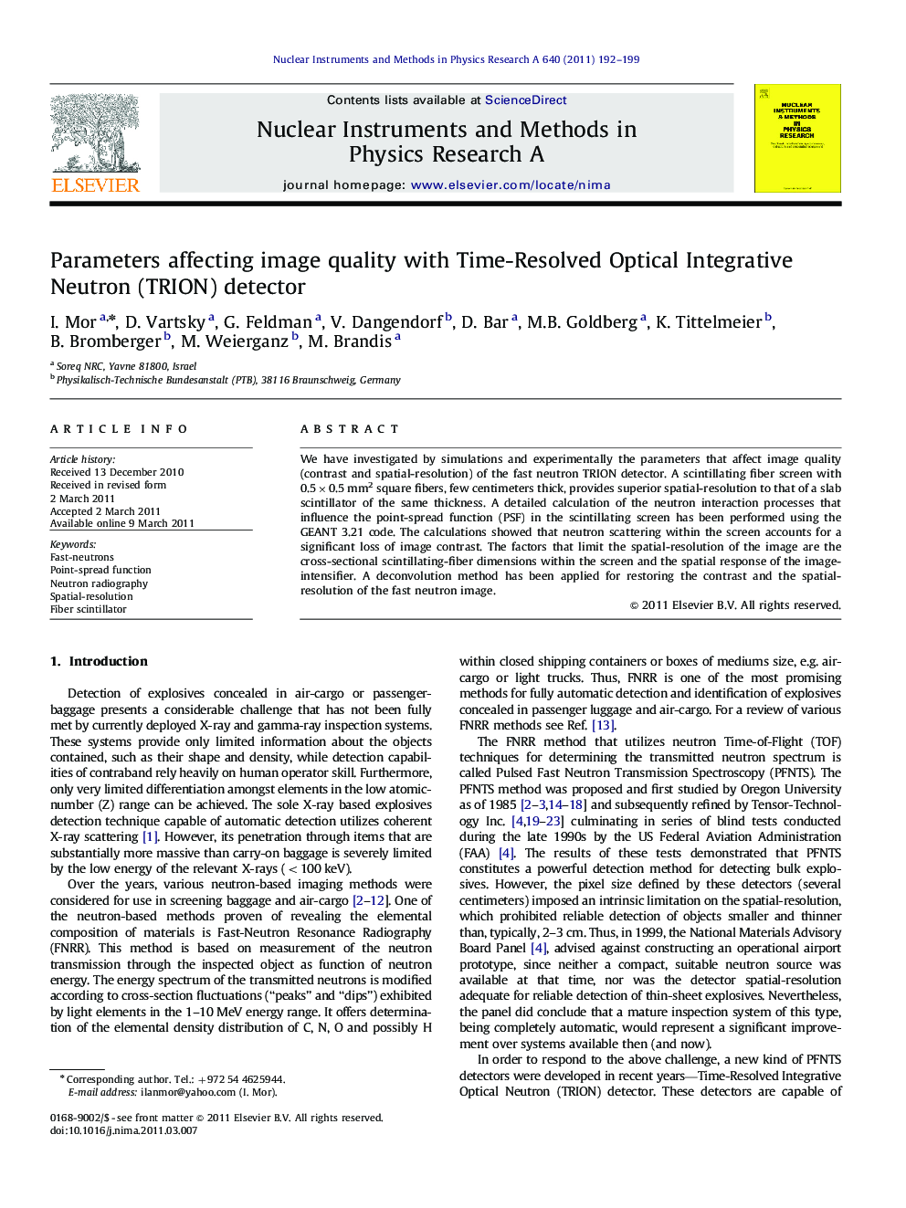 Parameters affecting image quality with Time-Resolved Optical Integrative Neutron (TRION) detector