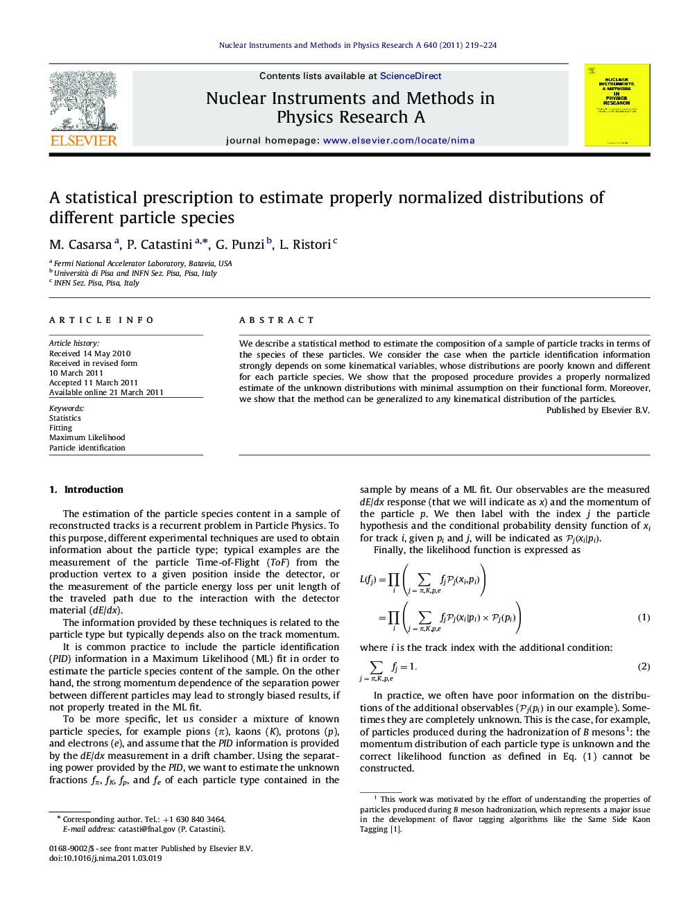 A statistical prescription to estimate properly normalized distributions of different particle species