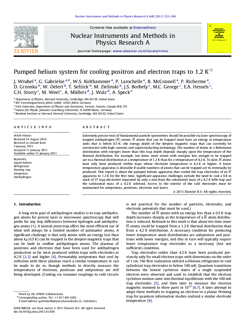 Pumped helium system for cooling positron and electron traps to 1.2 K 