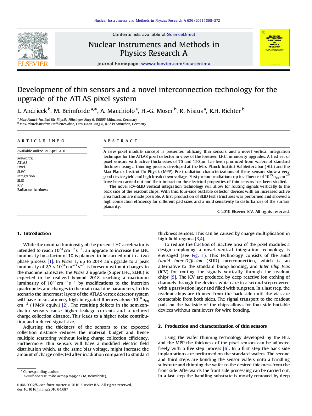 Development of thin sensors and a novel interconnection technology for the upgrade of the ATLAS pixel system