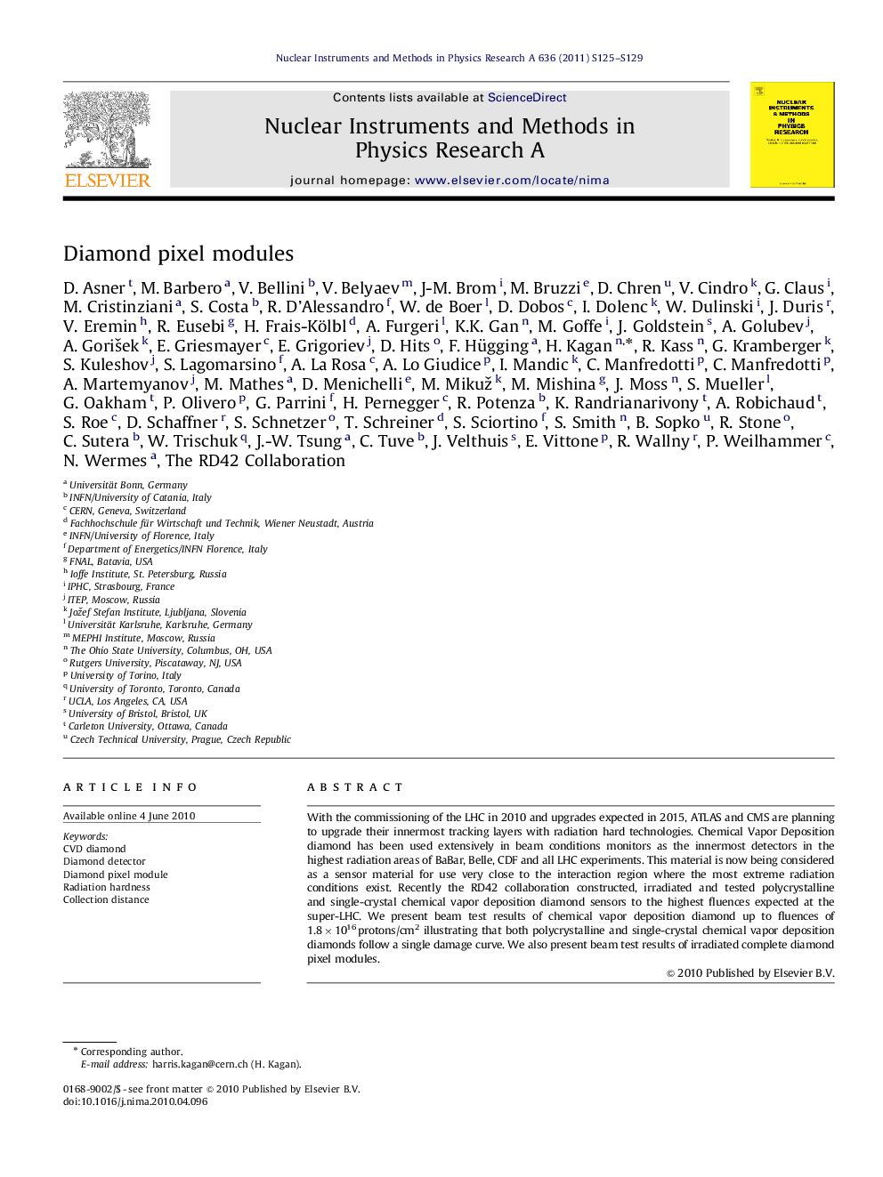 Diamond pixel modules