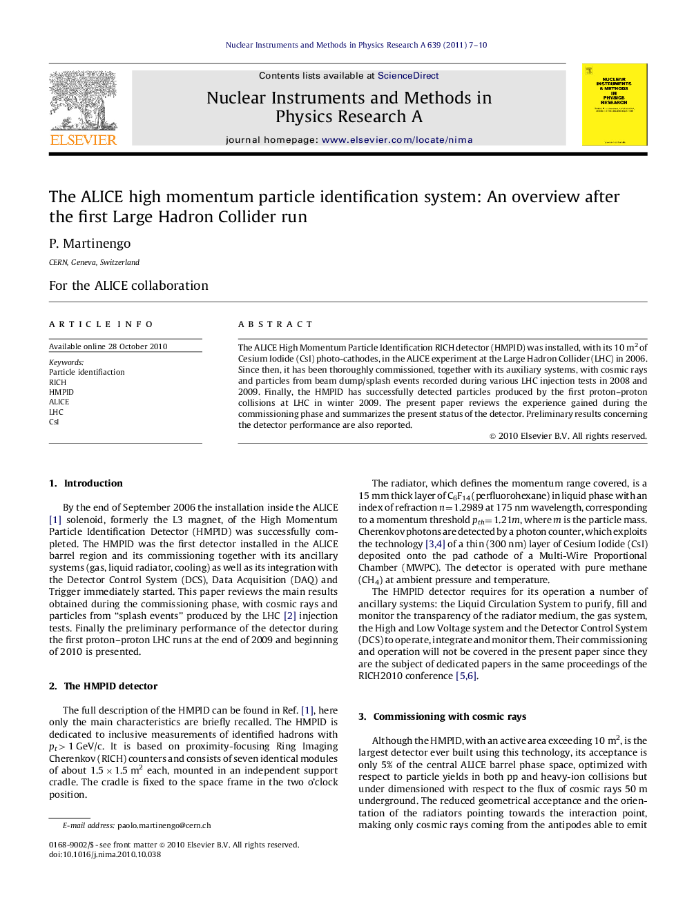 The ALICE high momentum particle identification system: An overview after the first Large Hadron Collider run