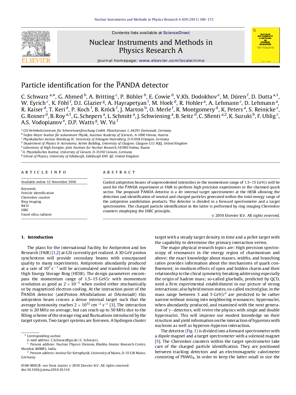 Particle identification for the P¯ANDA detector