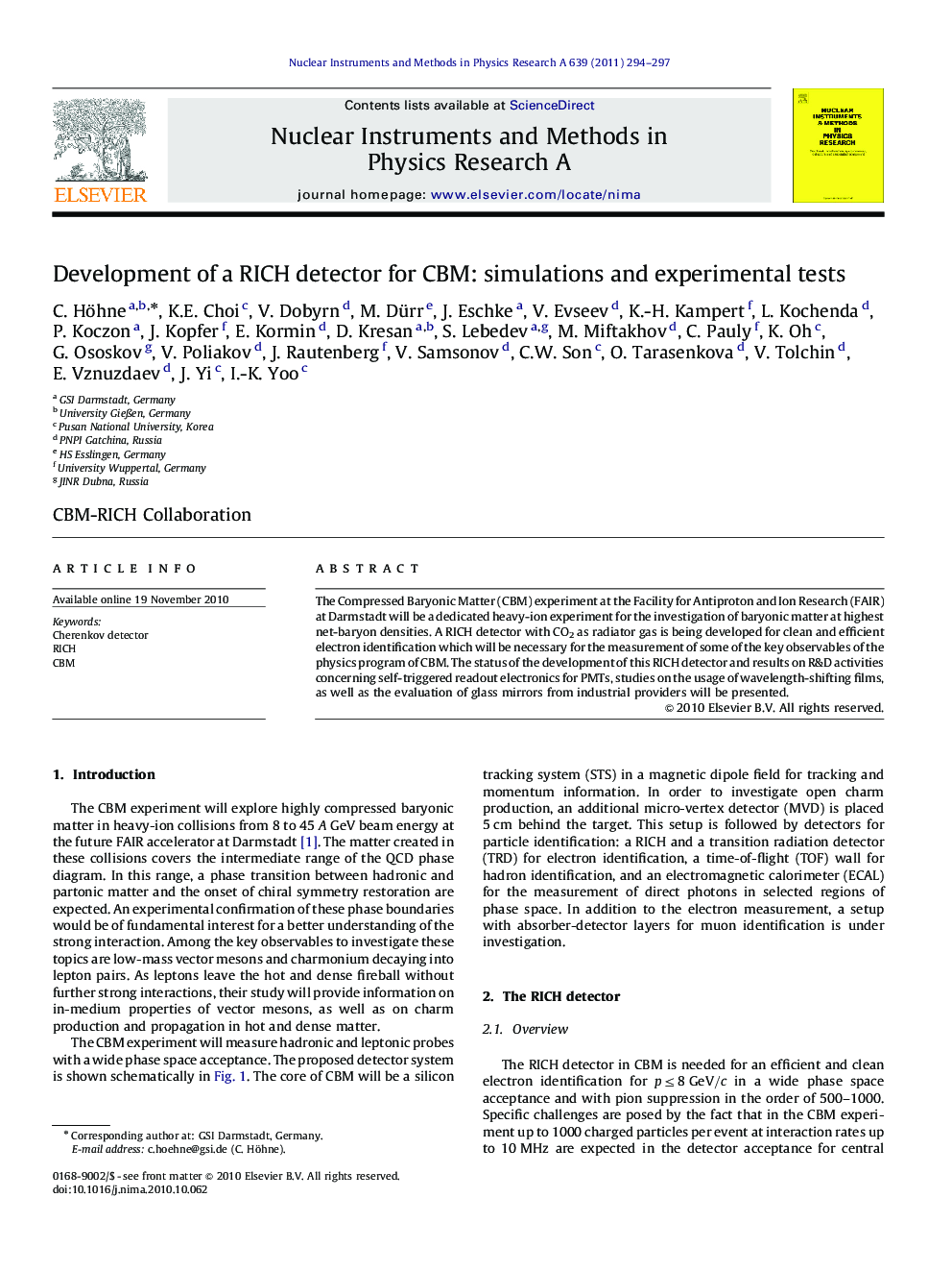 Development of a RICH detector for CBM: simulations and experimental tests