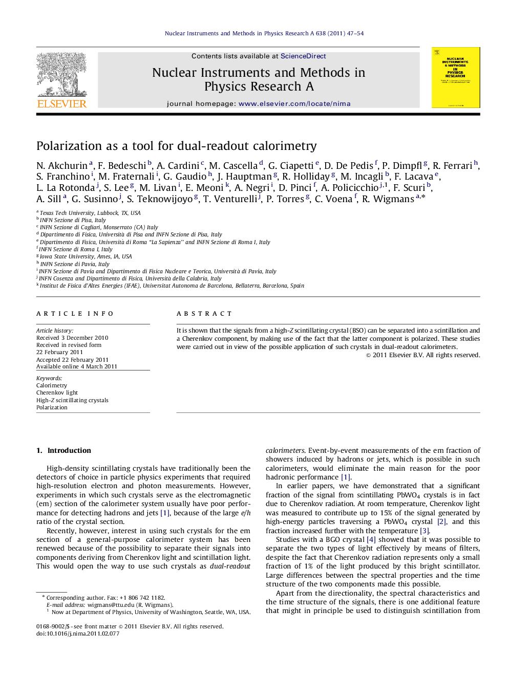 Polarization as a tool for dual-readout calorimetry