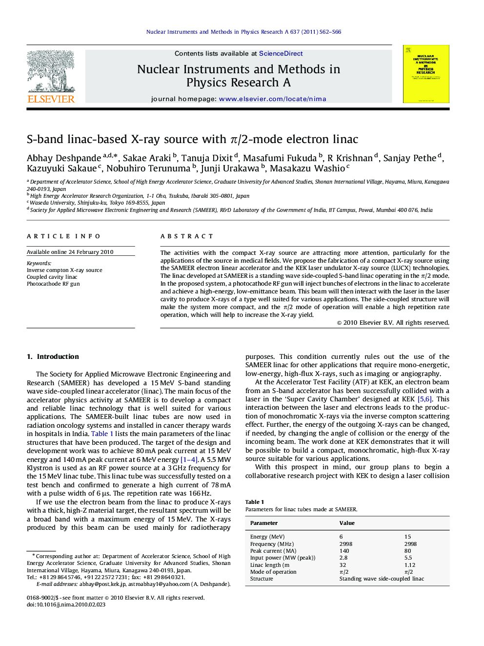 S-band linac-based X-ray source with π/2-mode electron linac