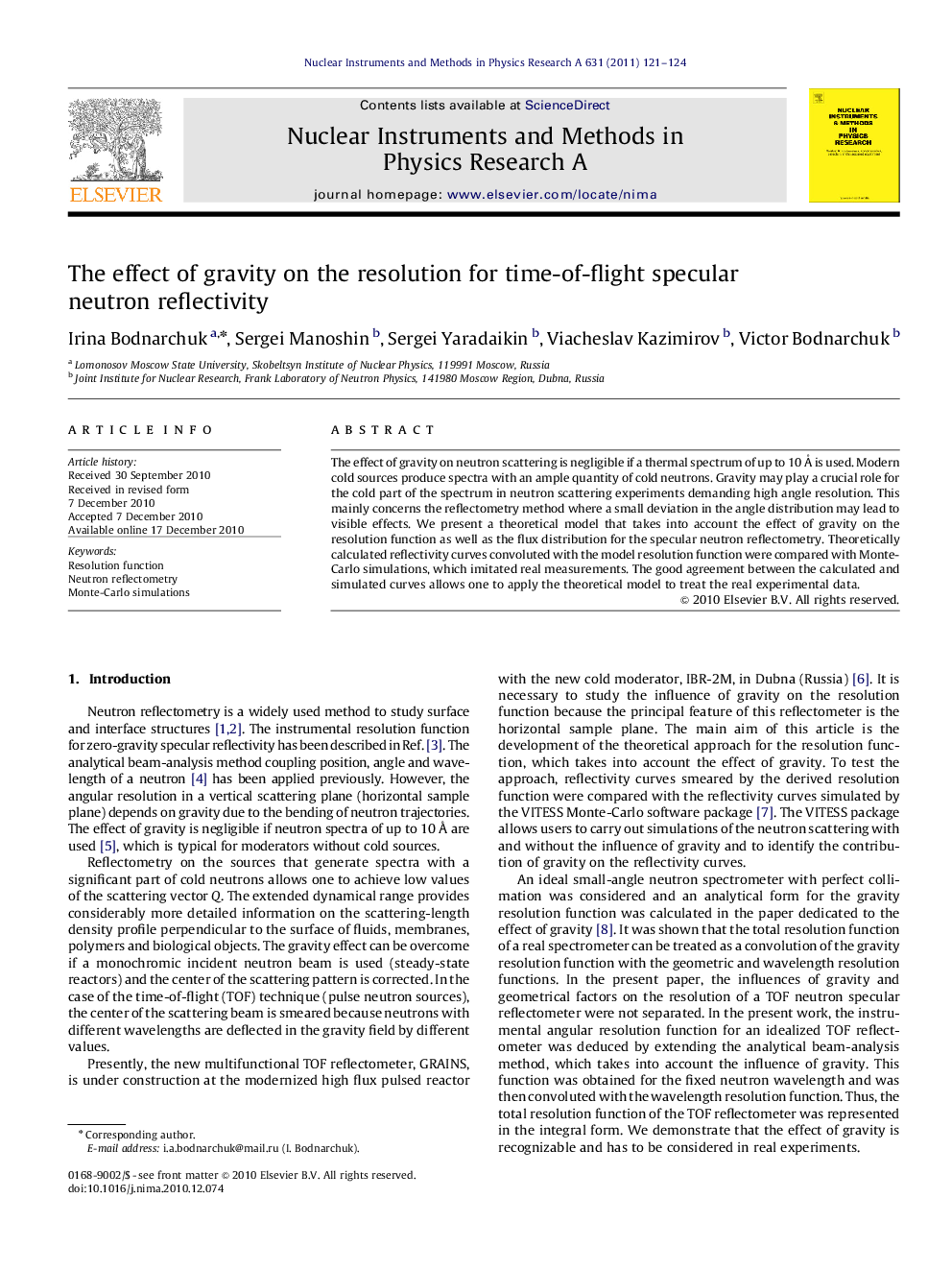 The effect of gravity on the resolution for time-of-flight specular neutron reflectivity