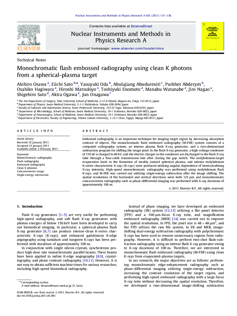 Monochromatic flash embossed radiography using clean K photons from a spherical-plasma target