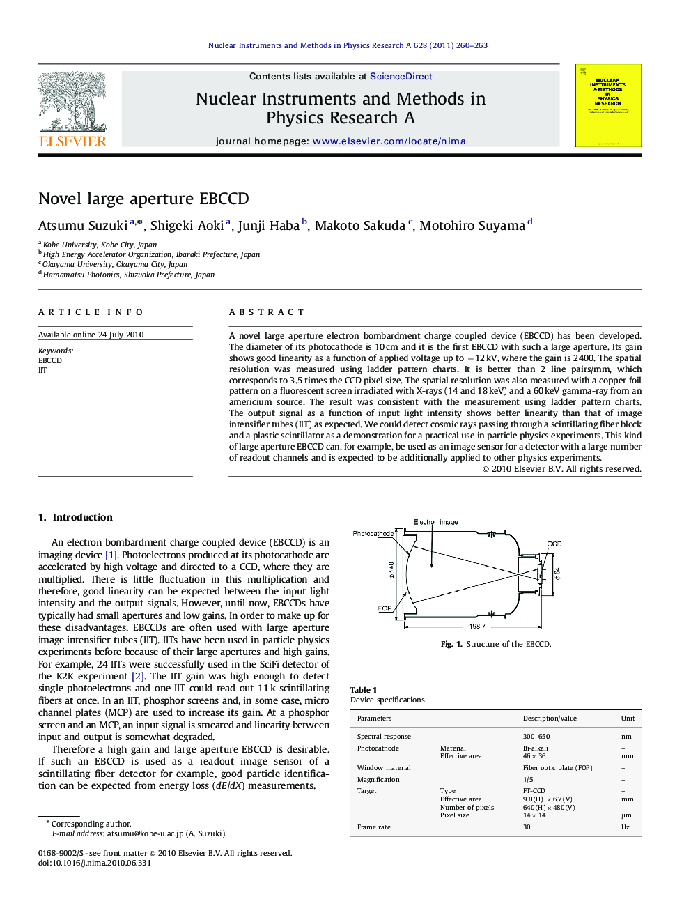 Novel large aperture EBCCD