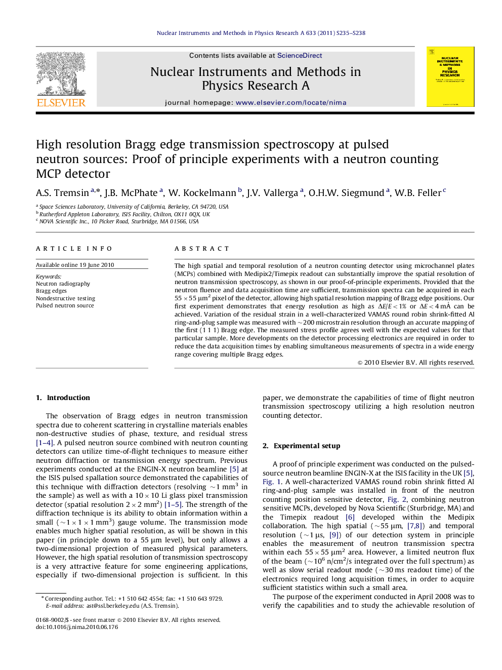 High resolution Bragg edge transmission spectroscopy at pulsed neutron sources: Proof of principle experiments with a neutron counting MCP detector