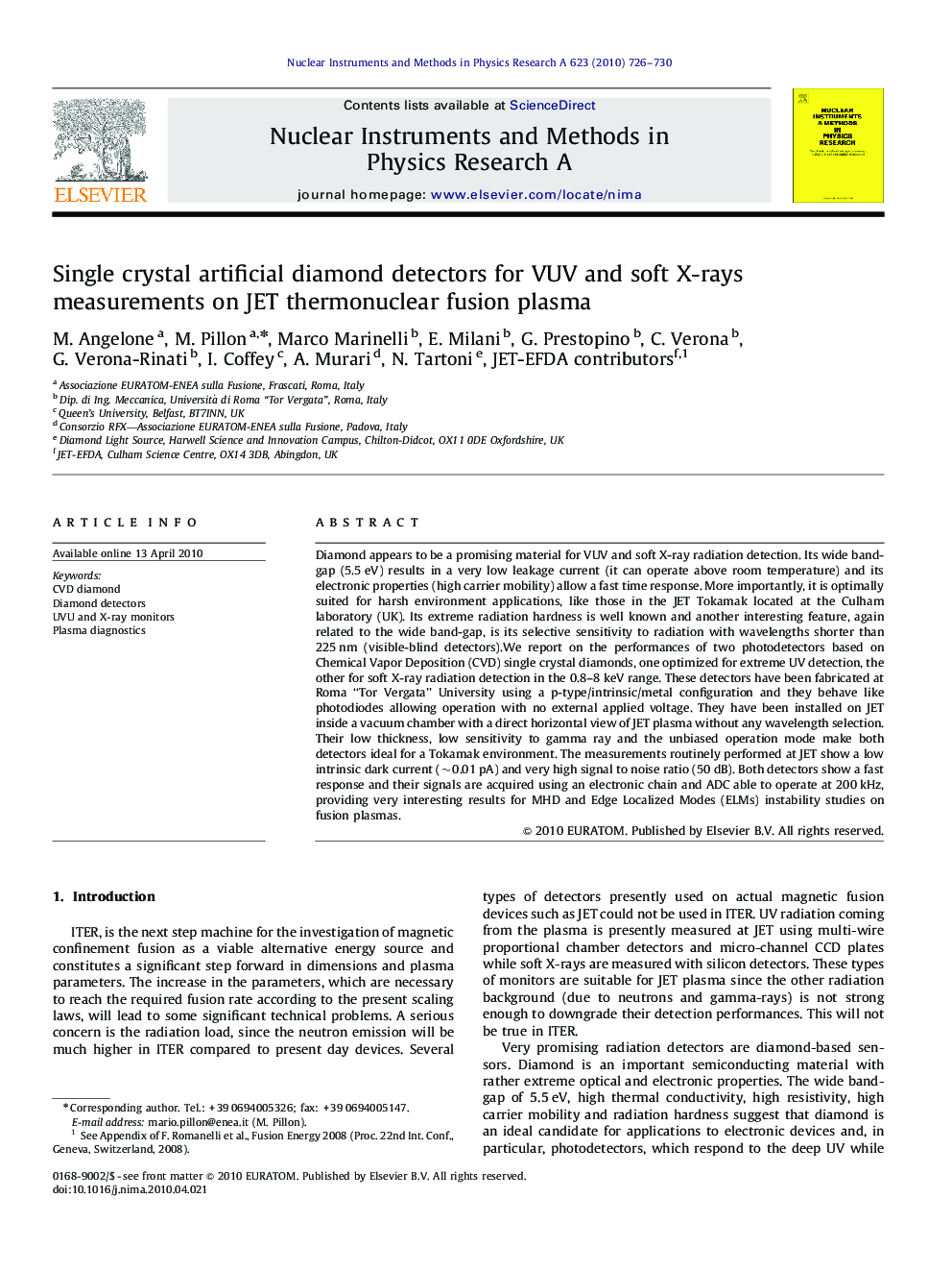 Single crystal artificial diamond detectors for VUV and soft X-rays measurements on JET thermonuclear fusion plasma