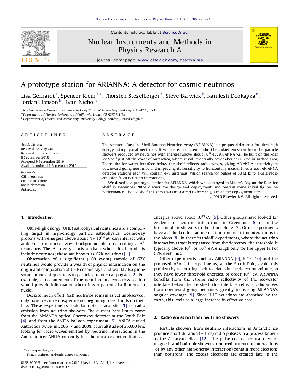 A prototype station for ARIANNA: A detector for cosmic neutrinos