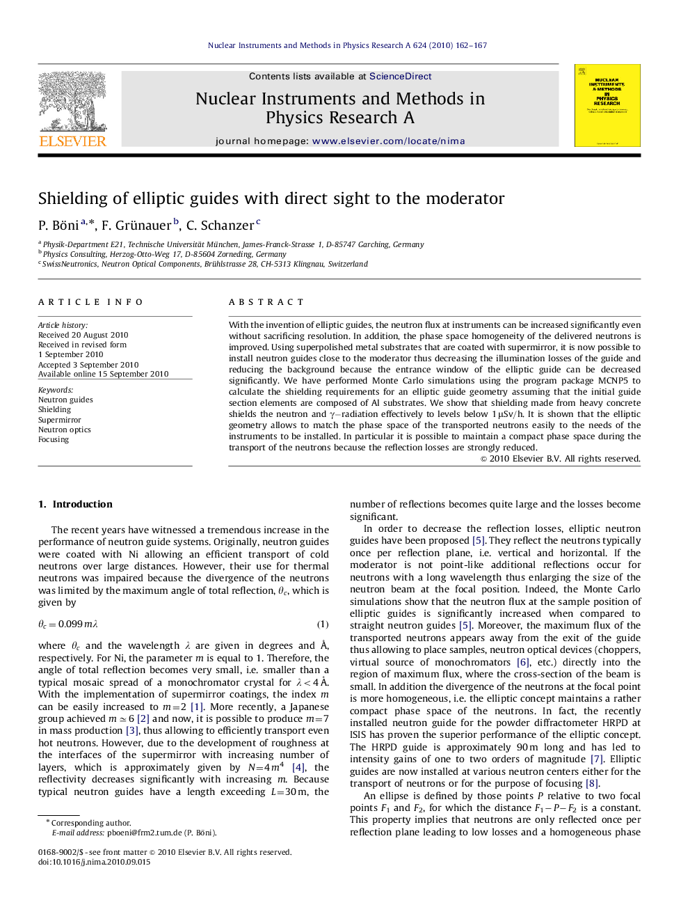 Shielding of elliptic guides with direct sight to the moderator