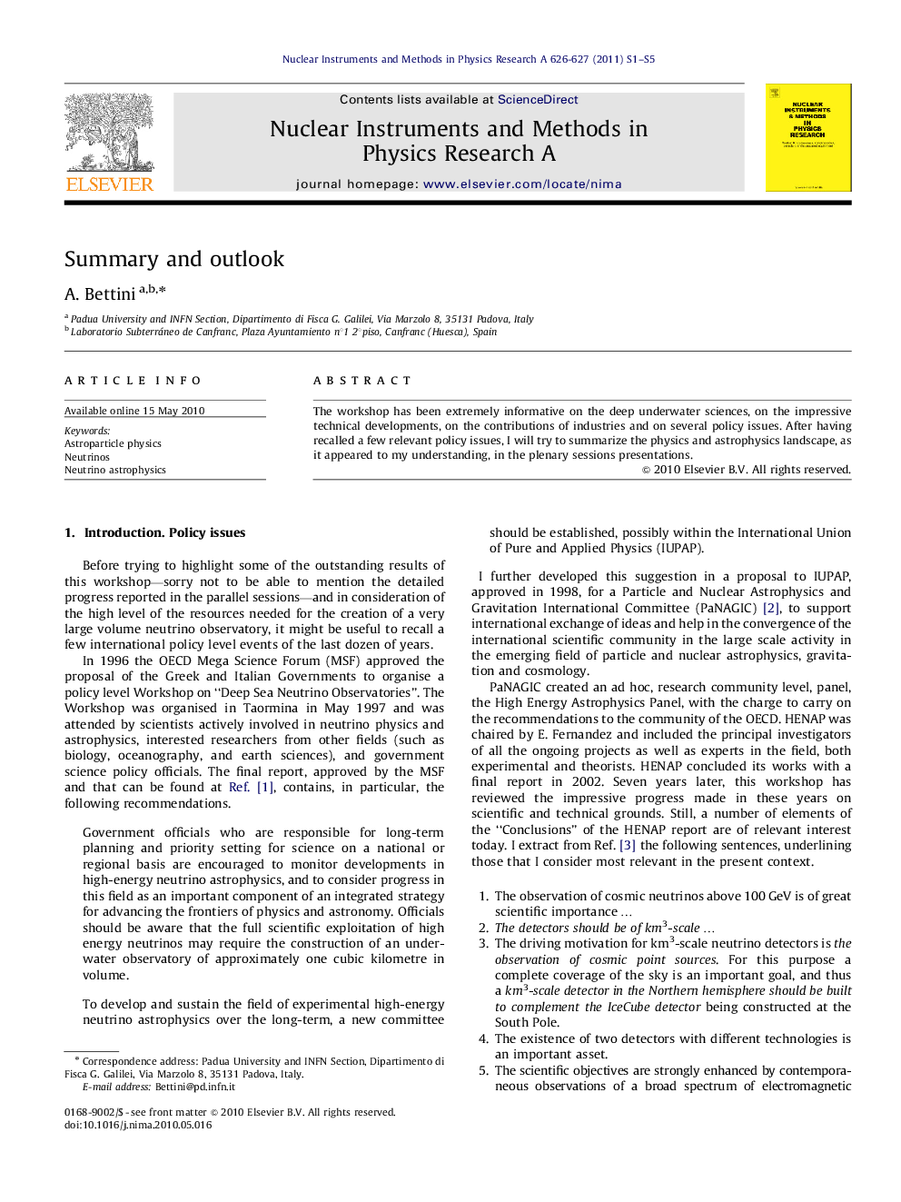 Summary and outlook