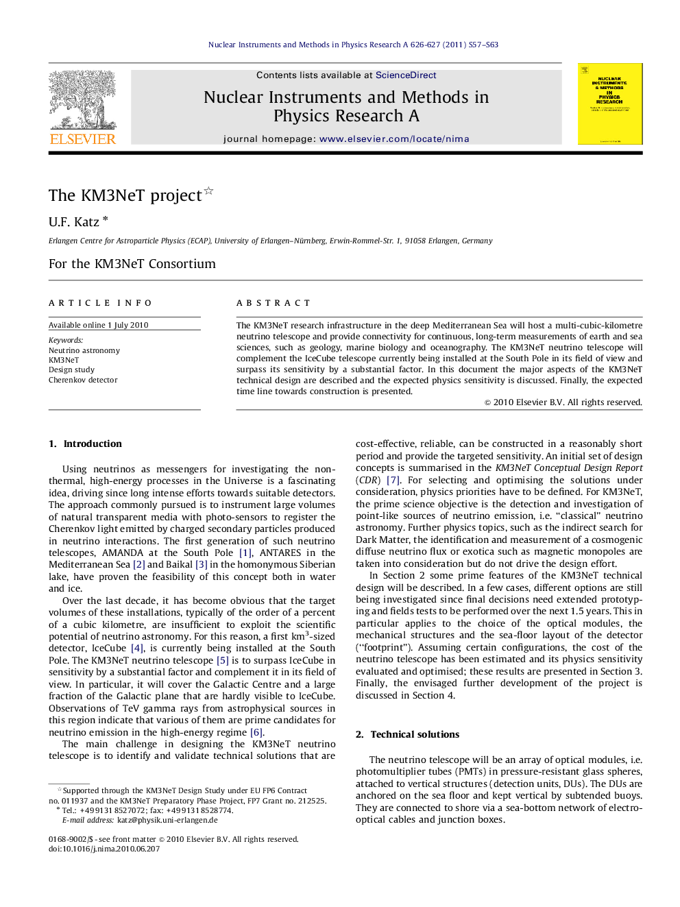 The KM3NeT project