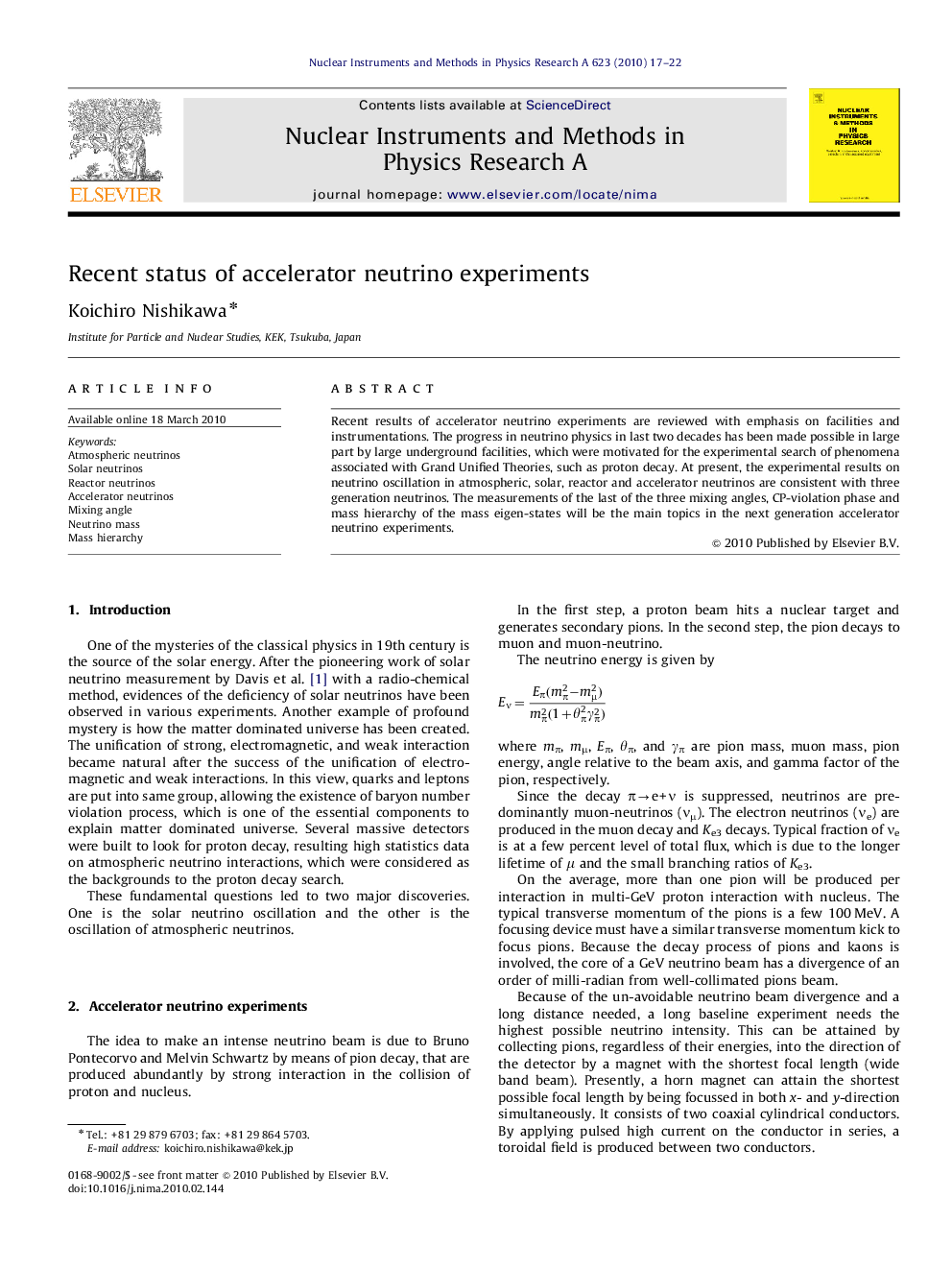 Recent status of accelerator neutrino experiments