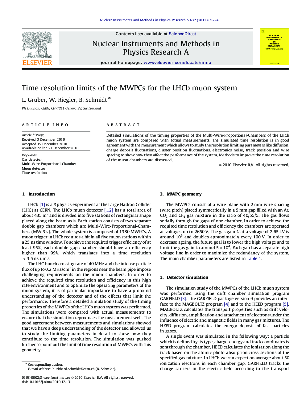 Time resolution limits of the MWPCs for the LHCb muon system