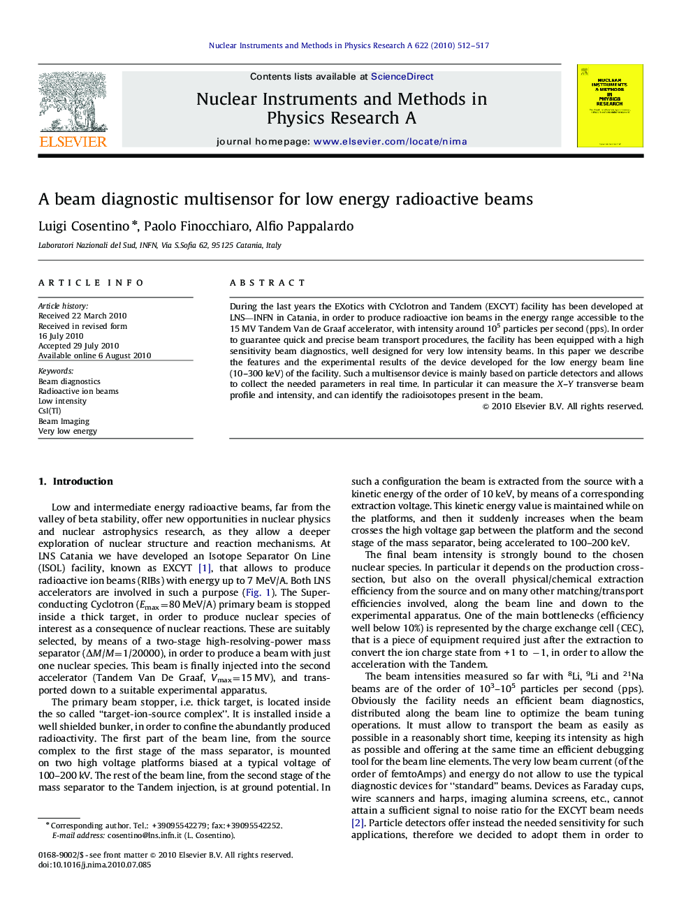 A beam diagnostic multisensor for low energy radioactive beams