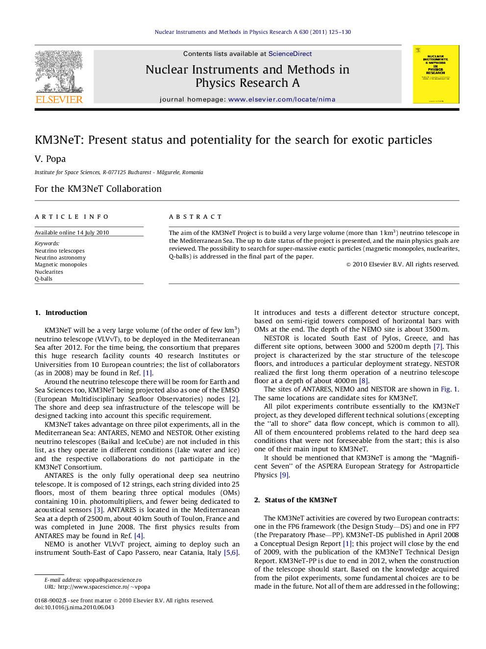 KM3NeT: Present status and potentiality for the search for exotic particles