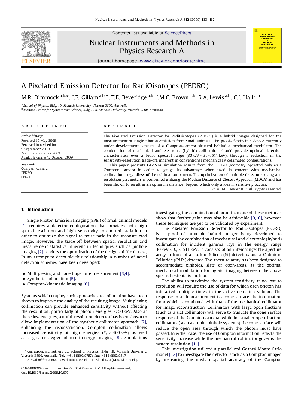 عکس صفحه اول مقاله: A Pixelated Emission Detector for RadiOisotopes (PEDRO) A Pixelated Emission Detector for RadiOisotopes (PEDRO)