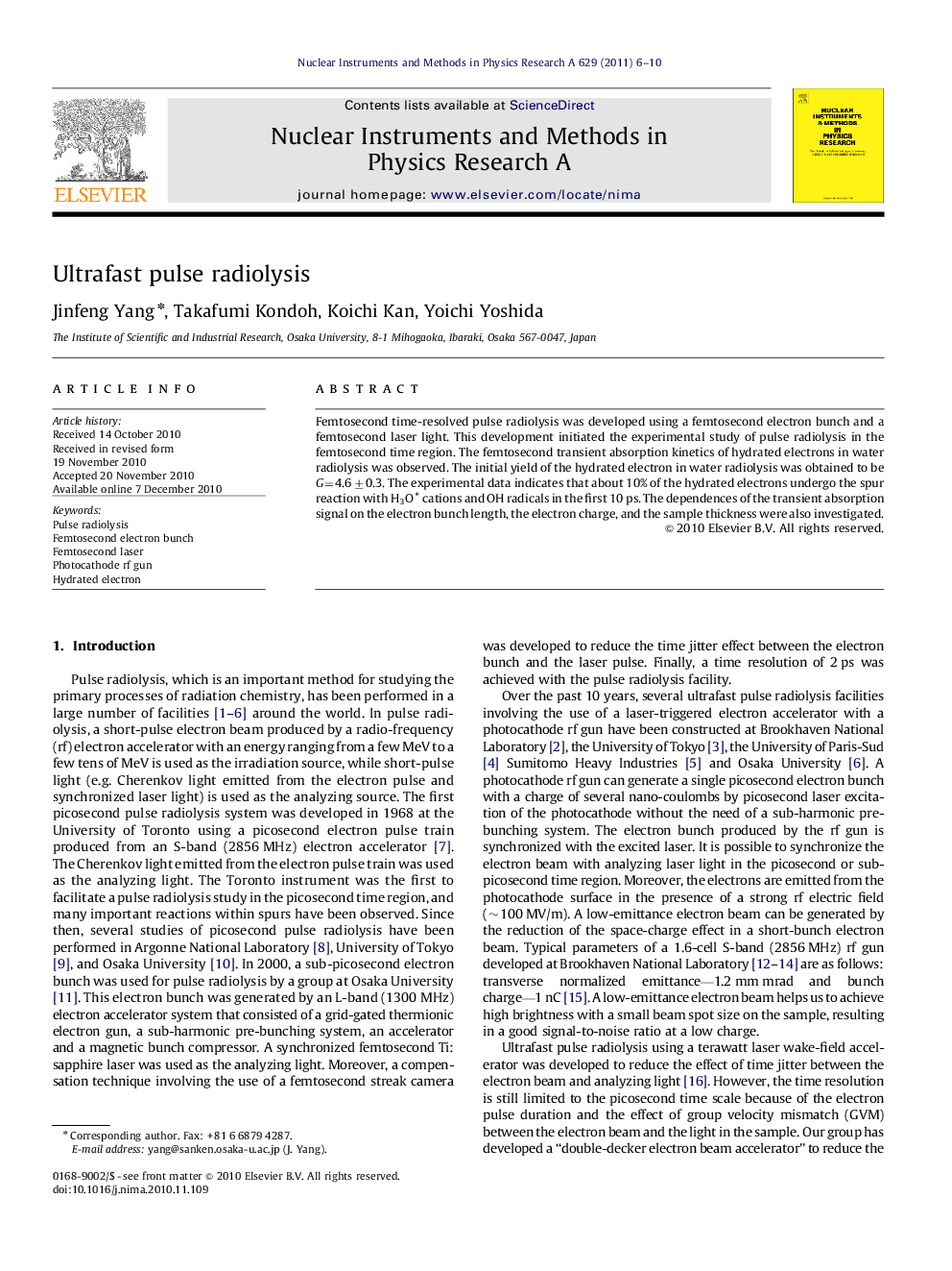 Ultrafast pulse radiolysis