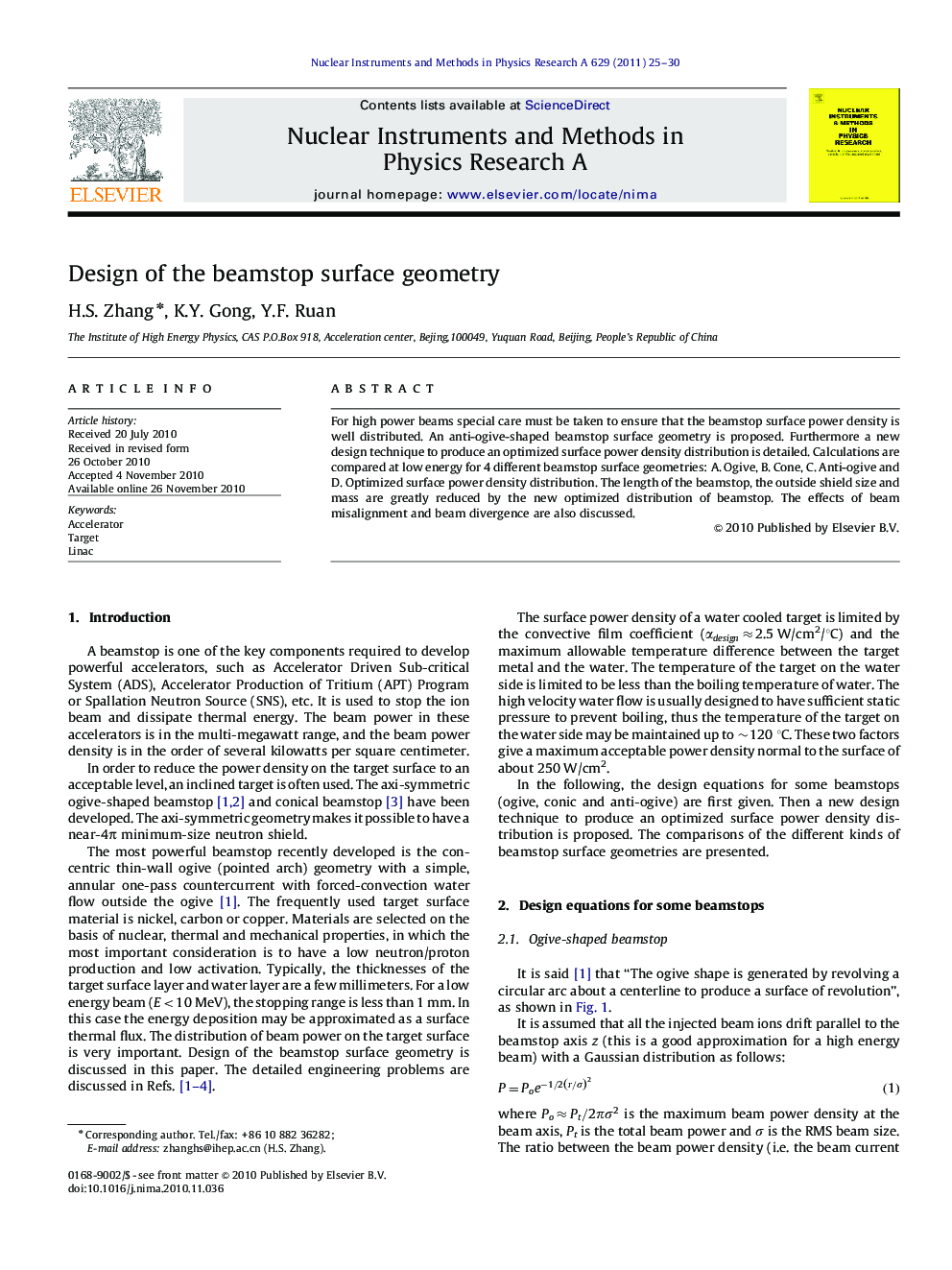 Design of the beamstop surface geometry