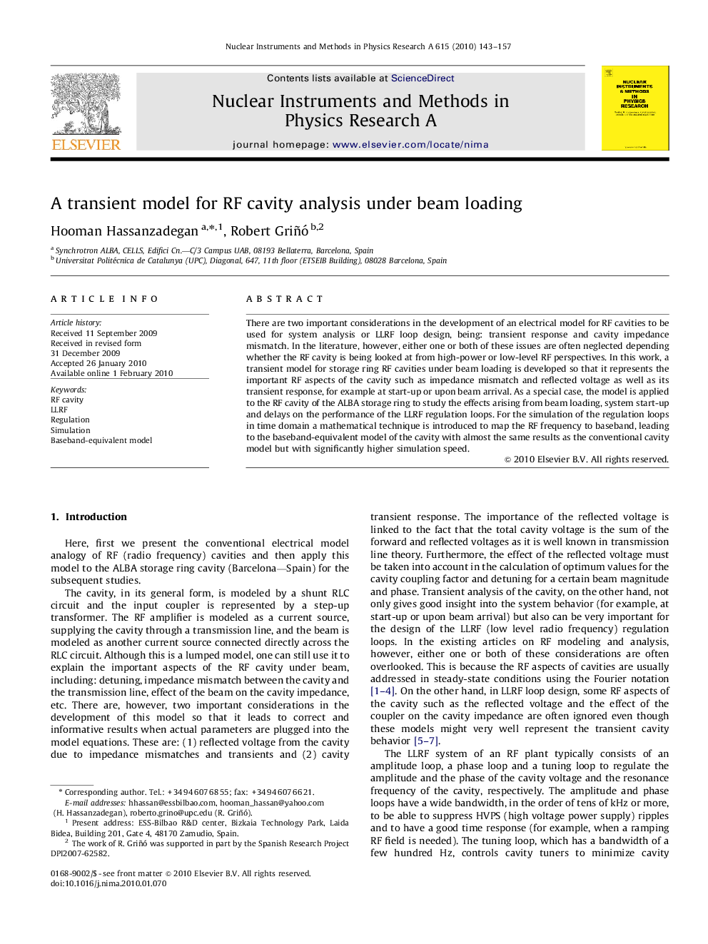 A transient model for RF cavity analysis under beam loading