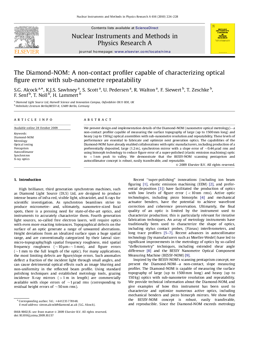 The Diamond-NOM: A non-contact profiler capable of characterizing optical figure error with sub-nanometre repeatability