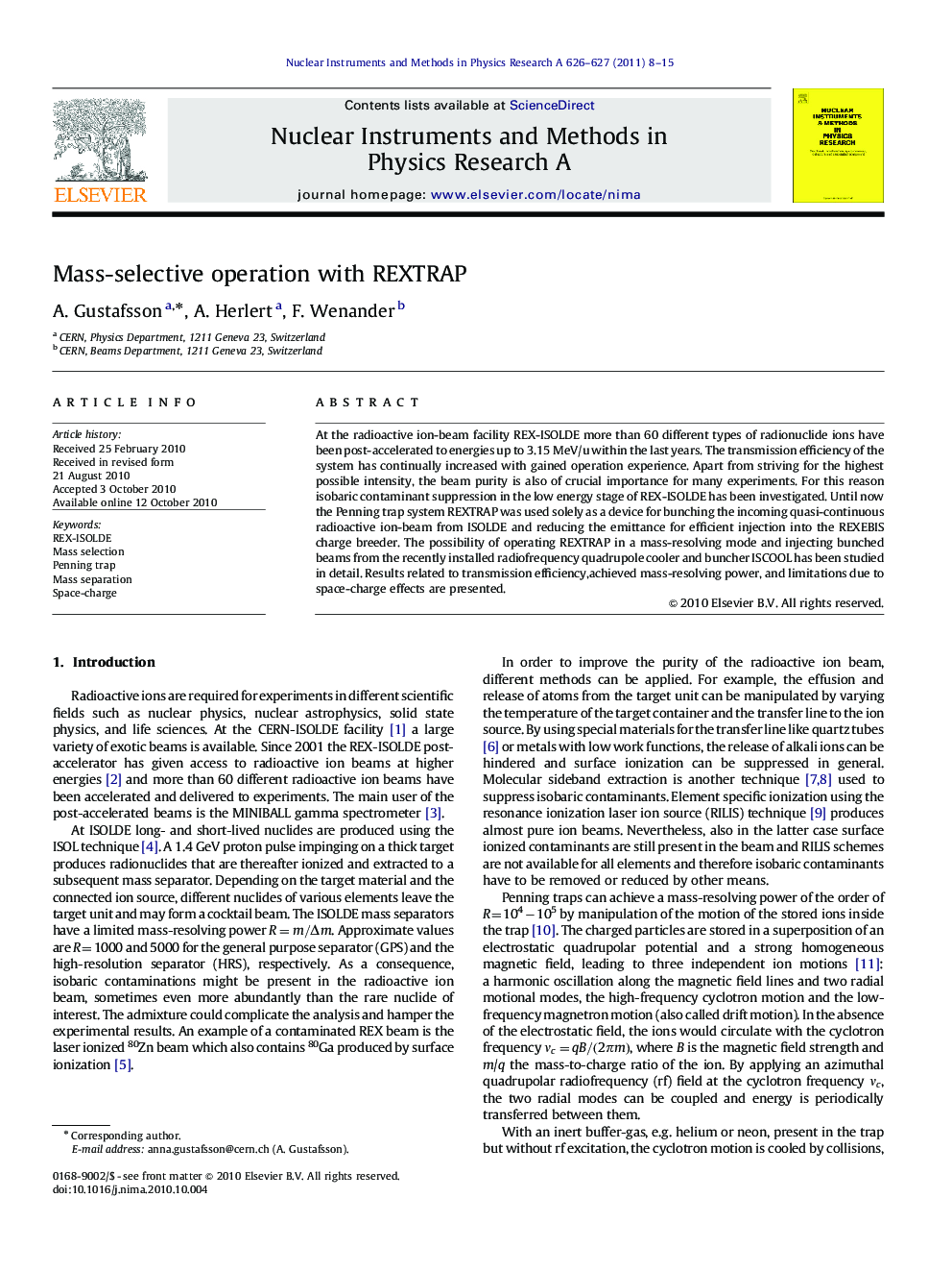 Mass-selective operation with REXTRAP