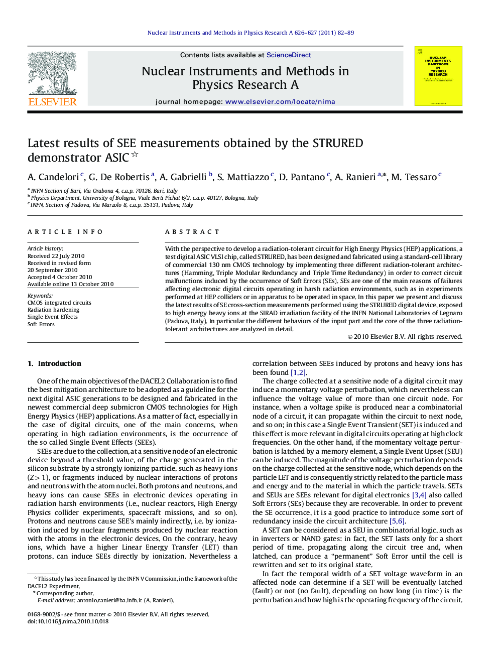 Latest results of SEE measurements obtained by the STRURED demonstrator ASIC 