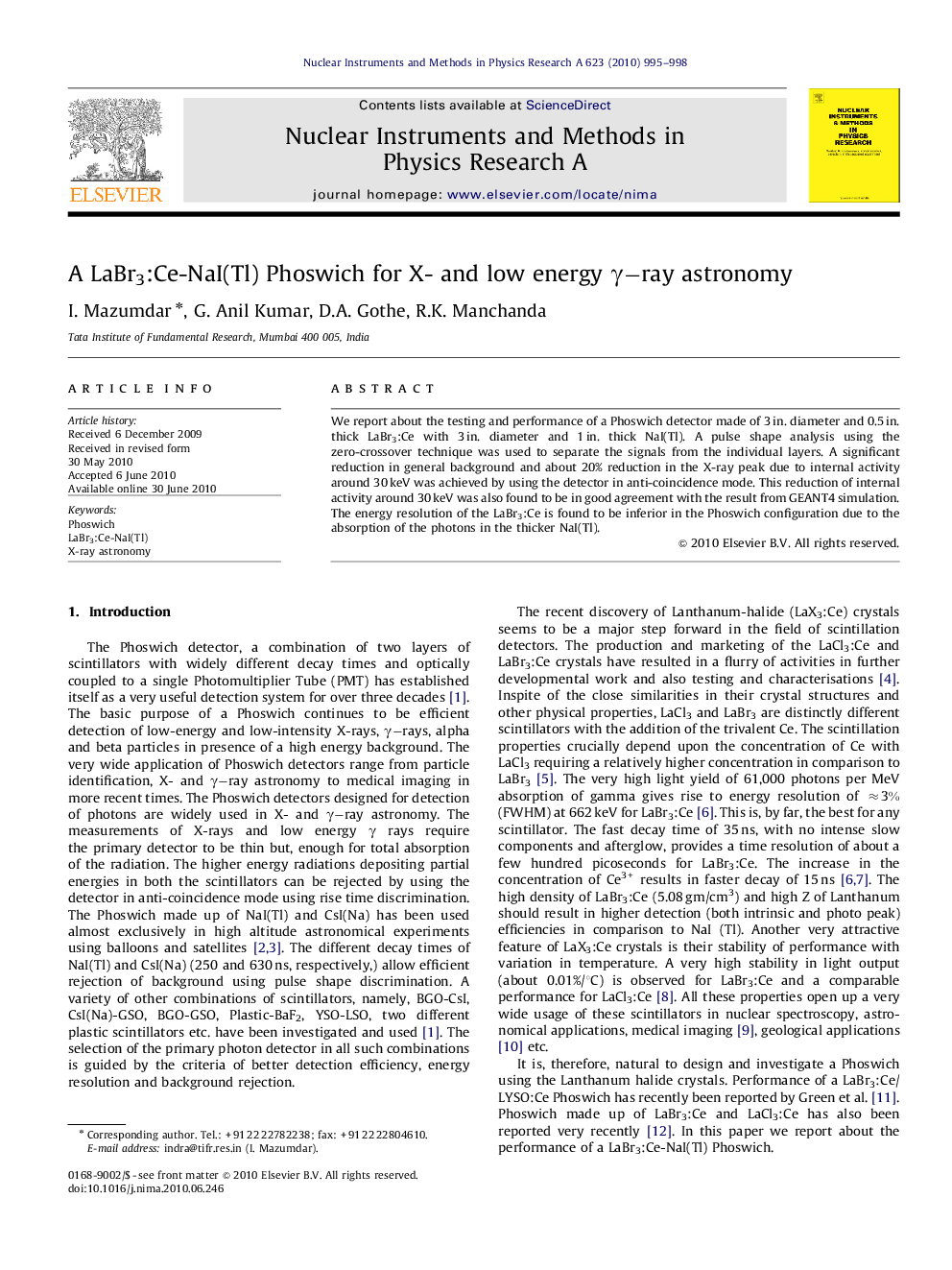 A LaBr3:Ce-NaI(Tl) Phoswich for X- and low energy γ-rayγ-ray astronomy