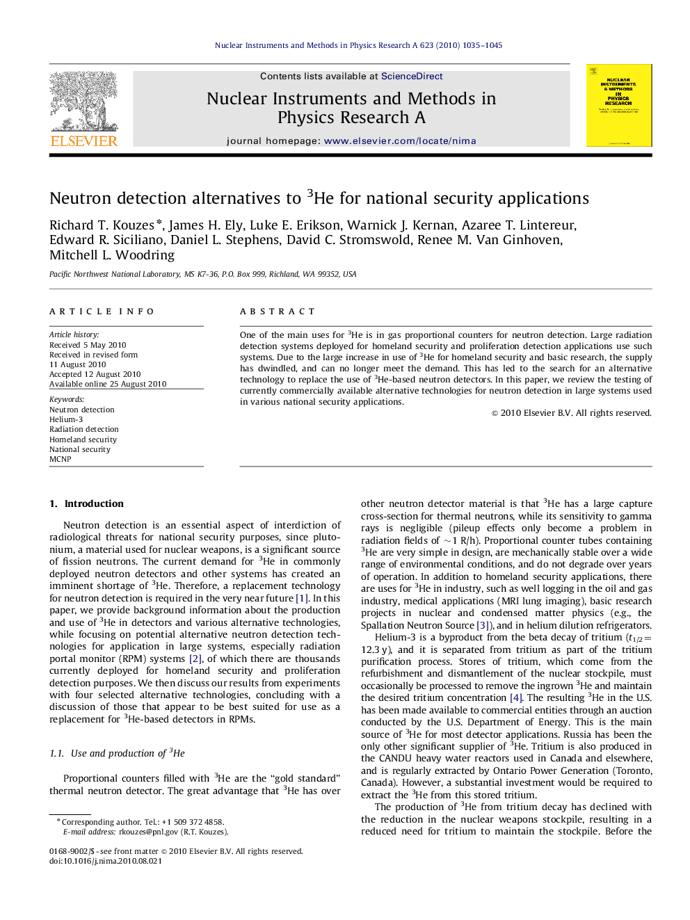 Neutron detection alternatives to 3He for national security applications