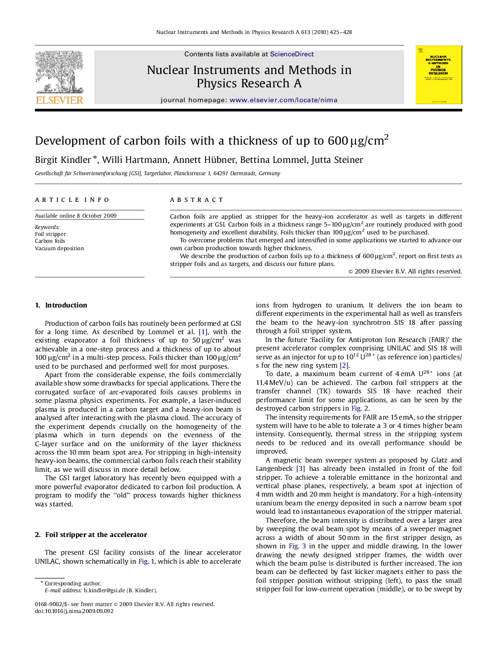 Development of carbon foils with a thickness of up to 600 μg/cm2