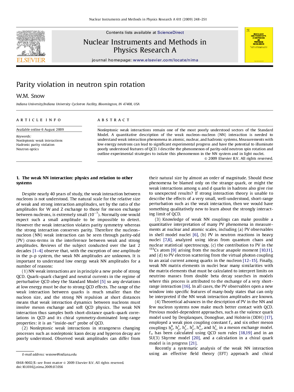 Parity violation in neutron spin rotation