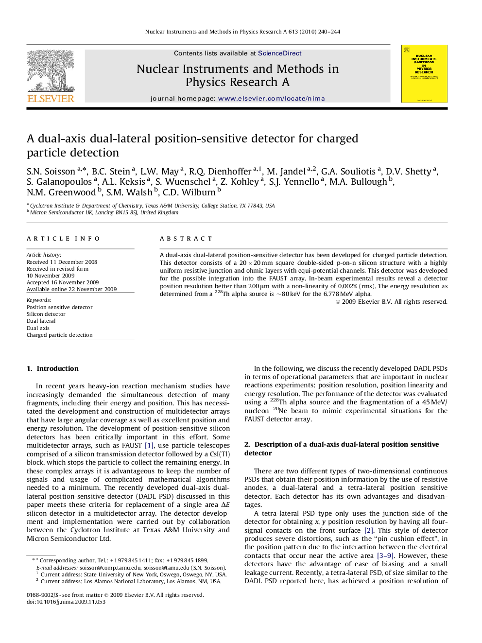 A dual-axis dual-lateral position-sensitive detector for charged particle detection