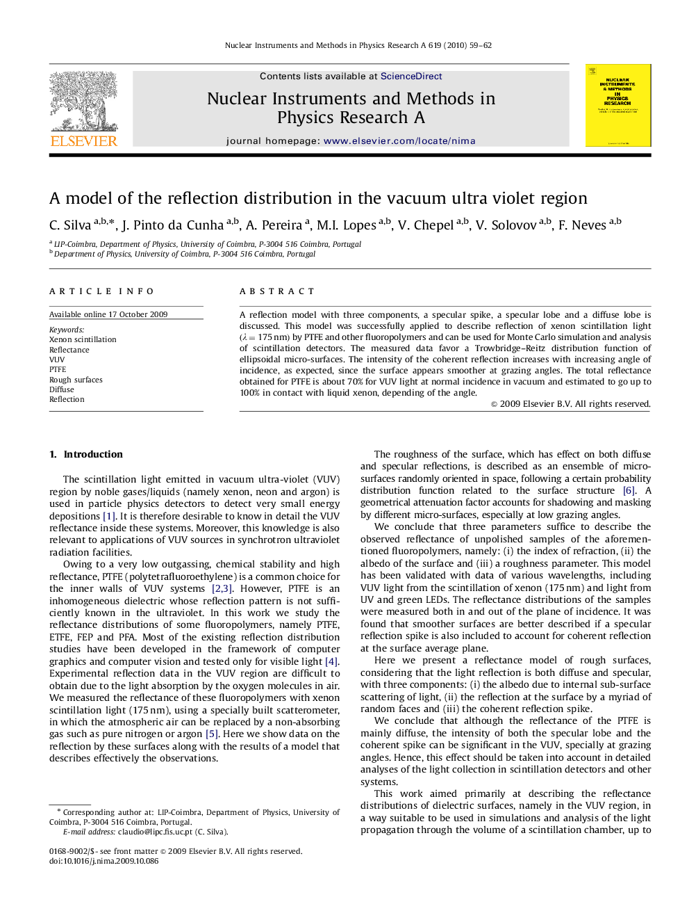 A model of the reflection distribution in the vacuum ultra violet region