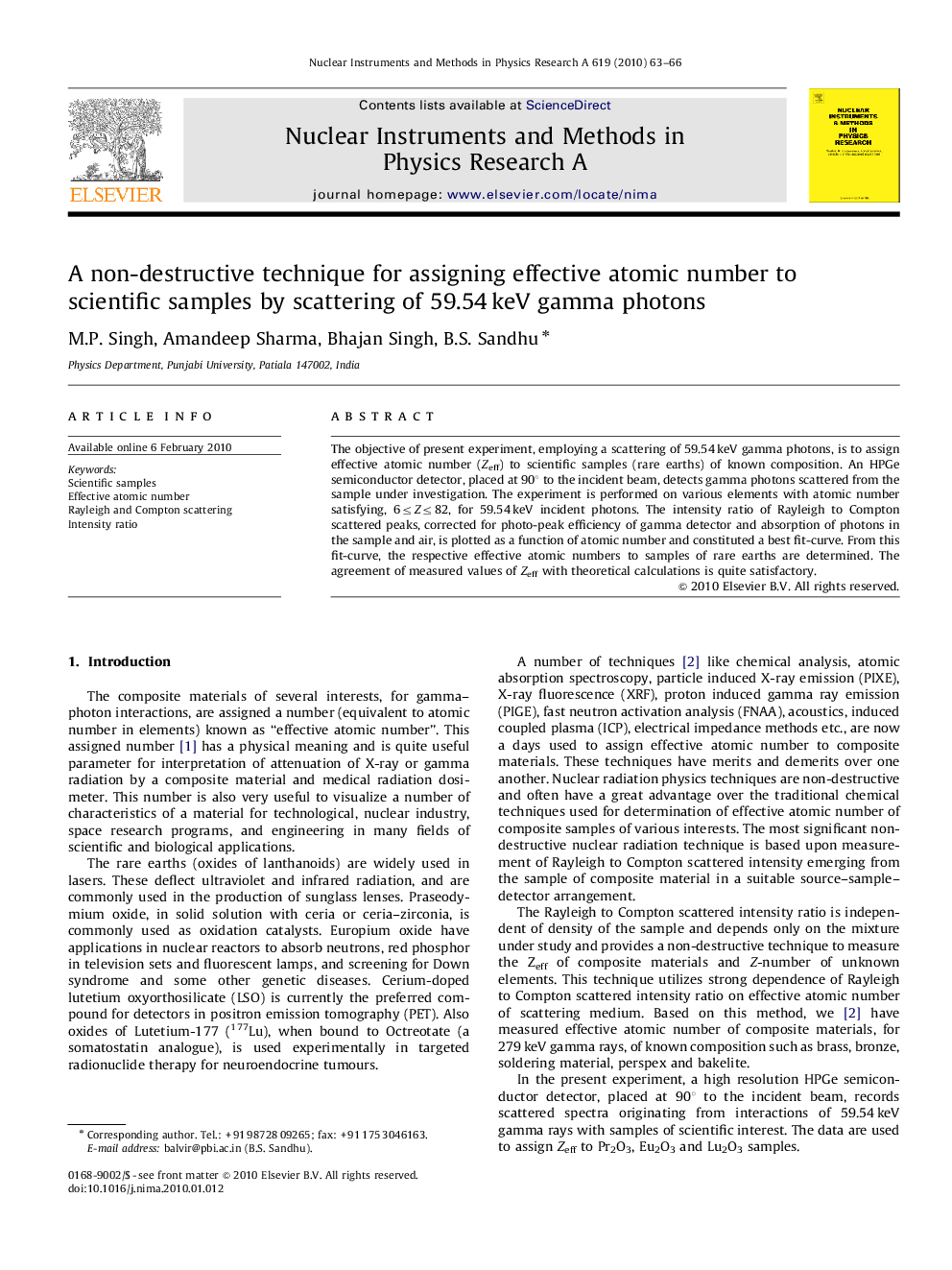 A non-destructive technique for assigning effective atomic number to scientific samples by scattering of 59.54 keV gamma photons