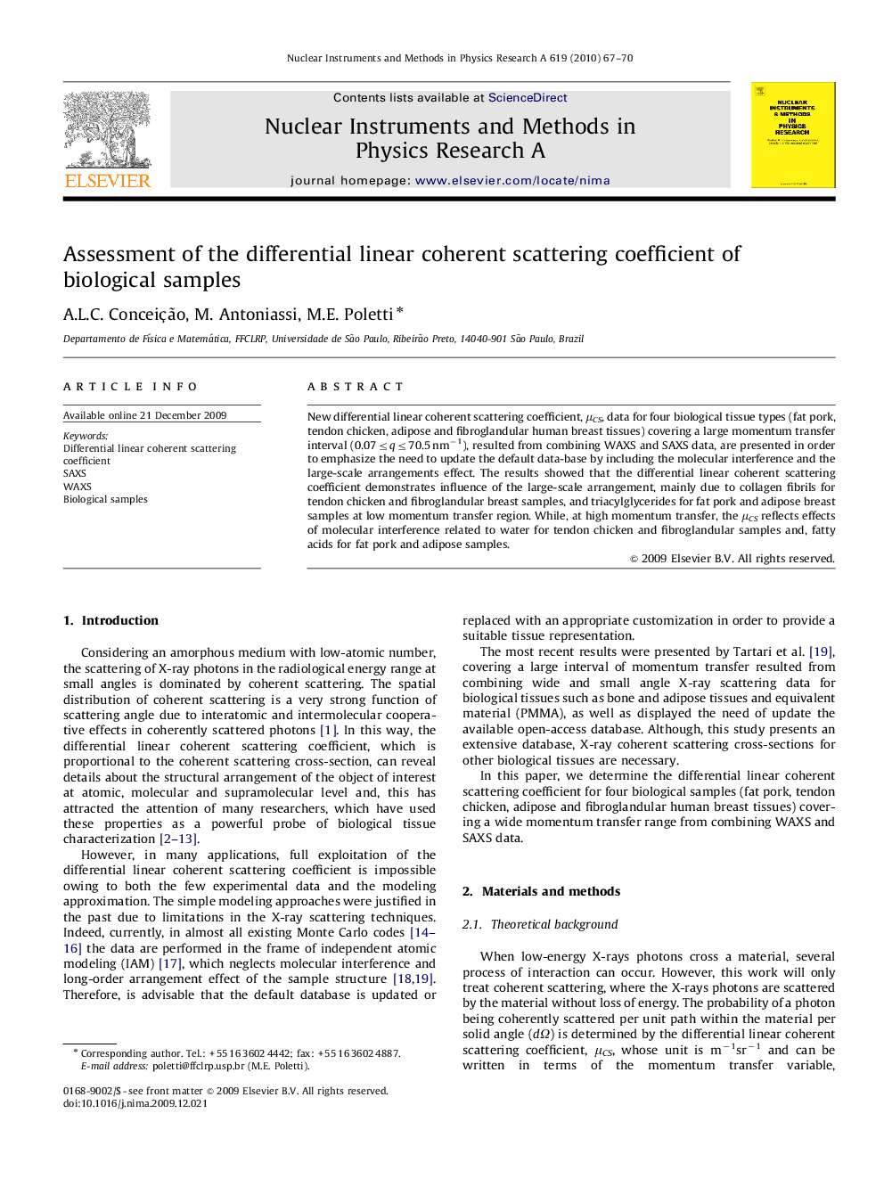 Assessment of the differential linear coherent scattering coefficient of biological samples