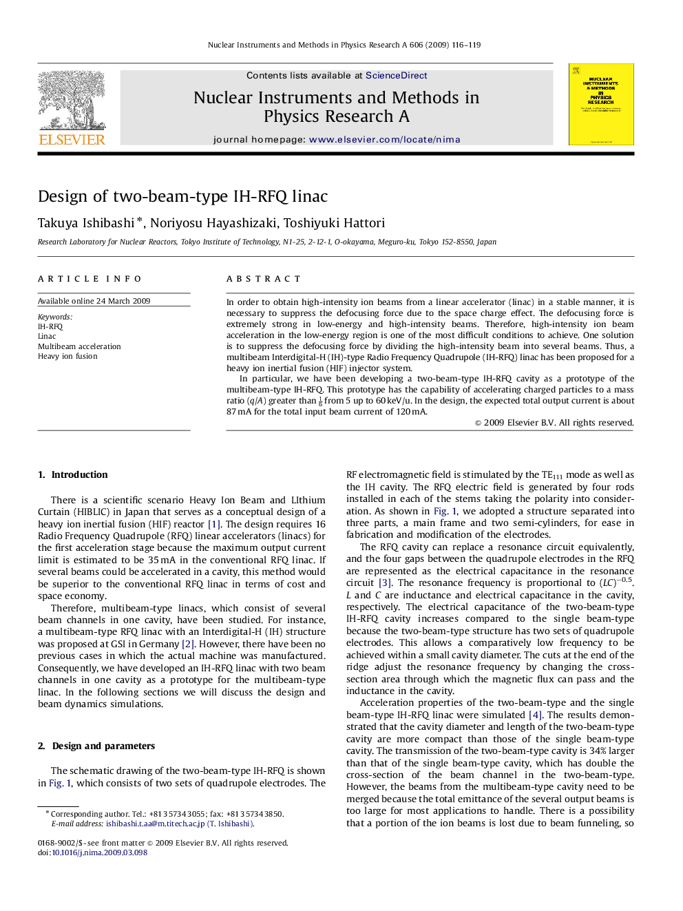 Design of two-beam-type IH-RFQ linac