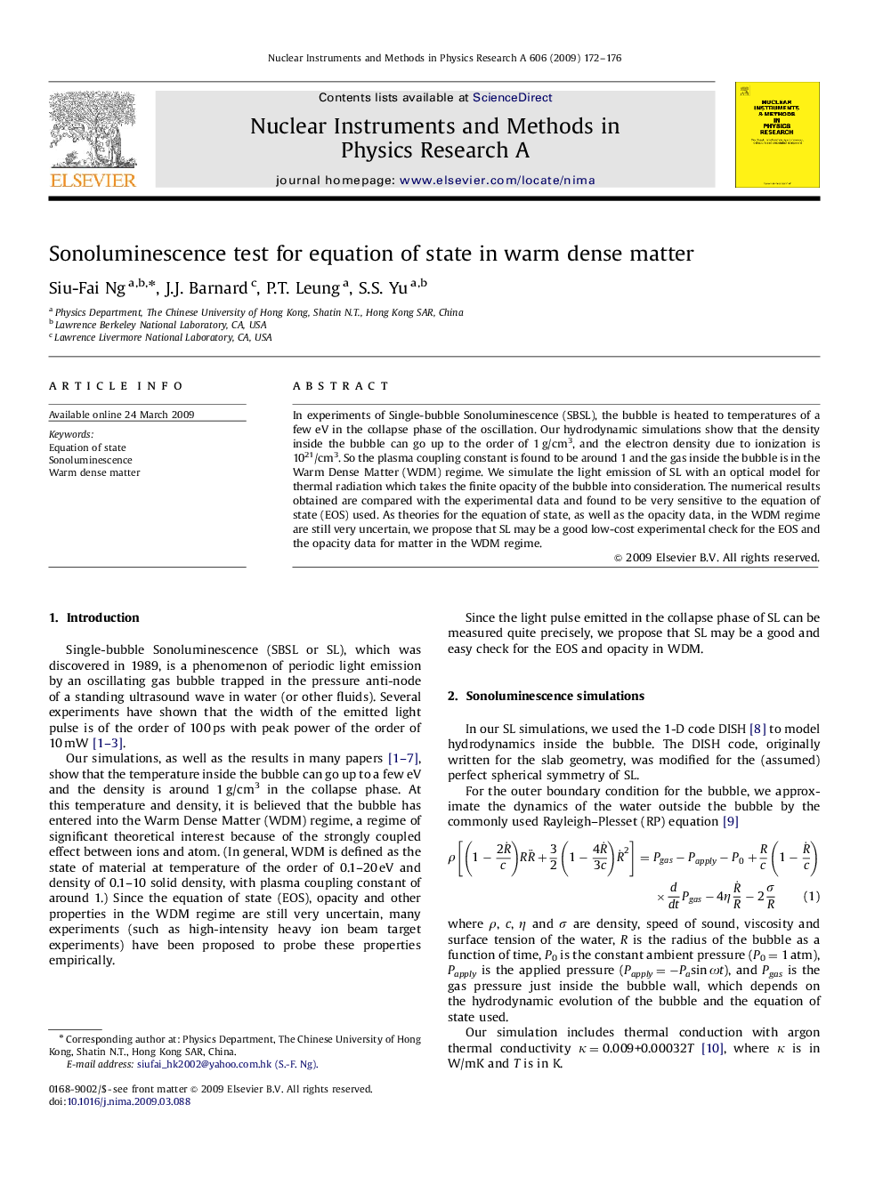 Sonoluminescence test for equation of state in warm dense matter