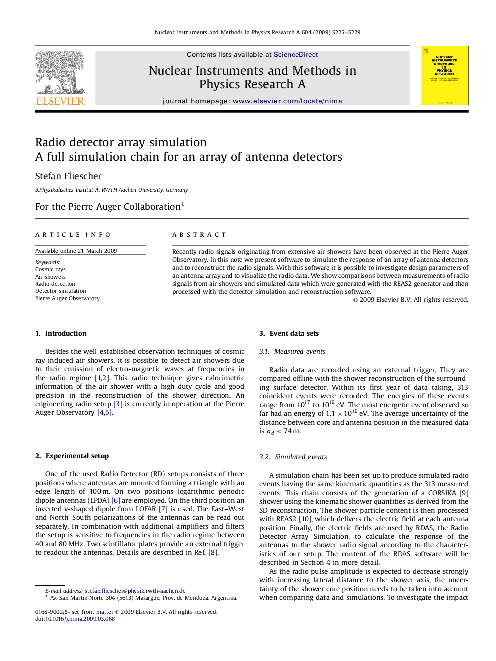 Radio detector array simulation: A full simulation chain for an array of antenna detectors