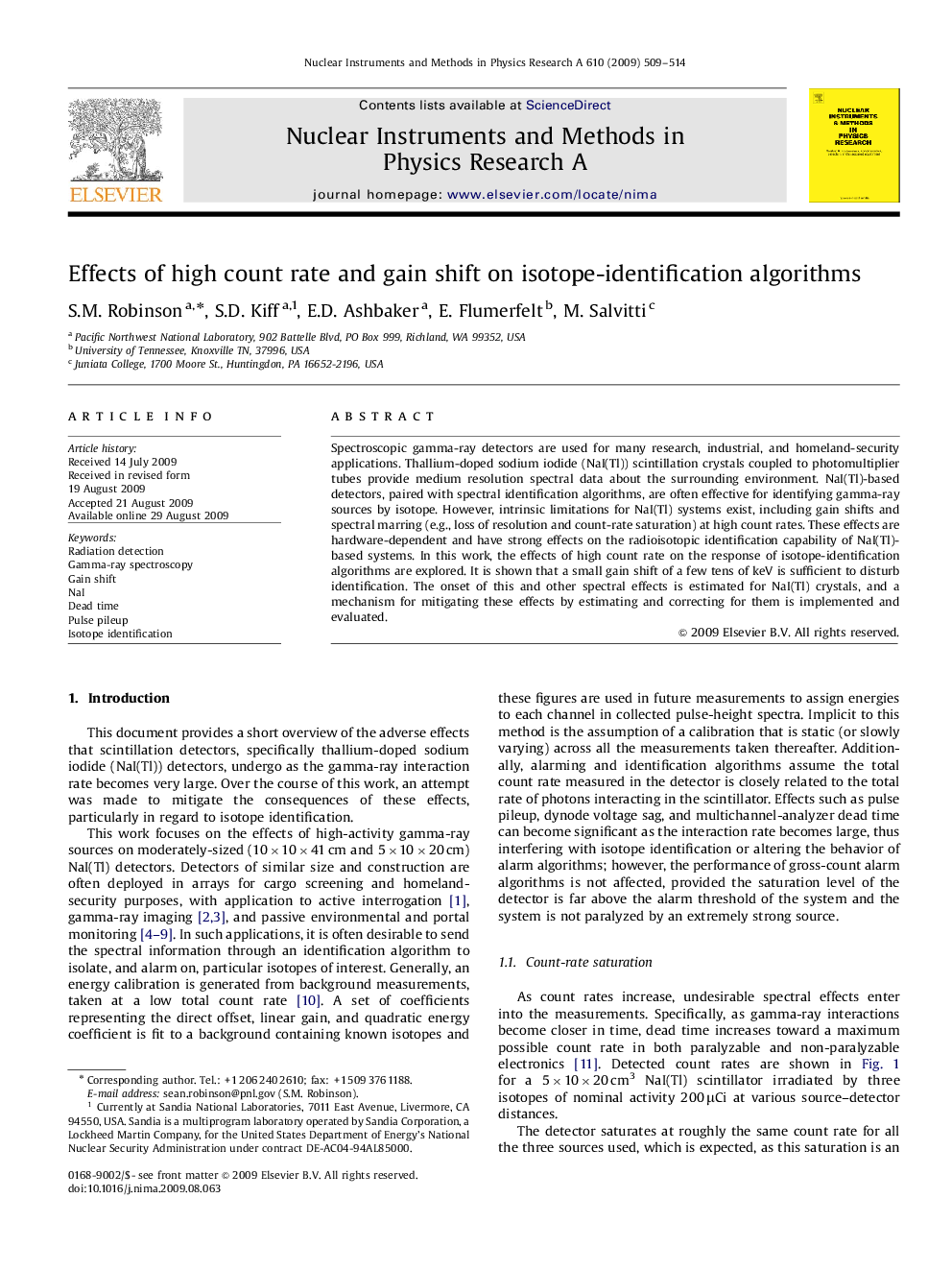 Effects of high count rate and gain shift on isotope-identification algorithms