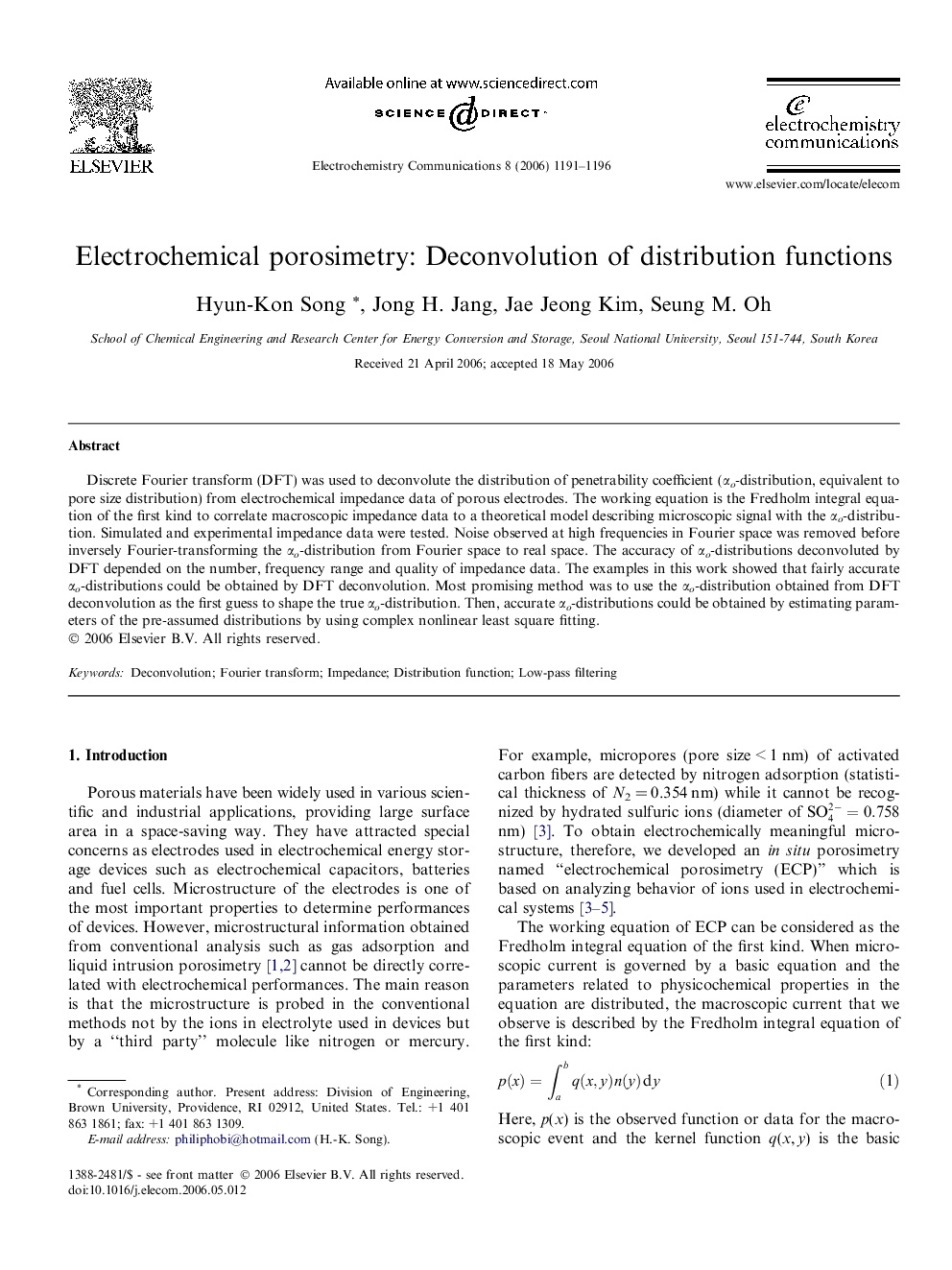 Electrochemical porosimetry: Deconvolution of distribution functions