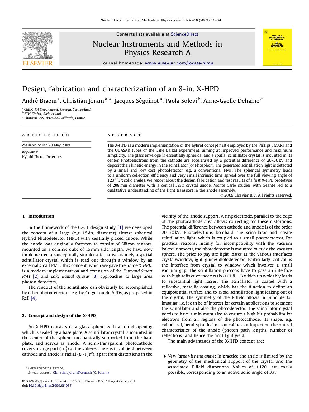 Design, fabrication and characterization of an 8-in. X-HPD