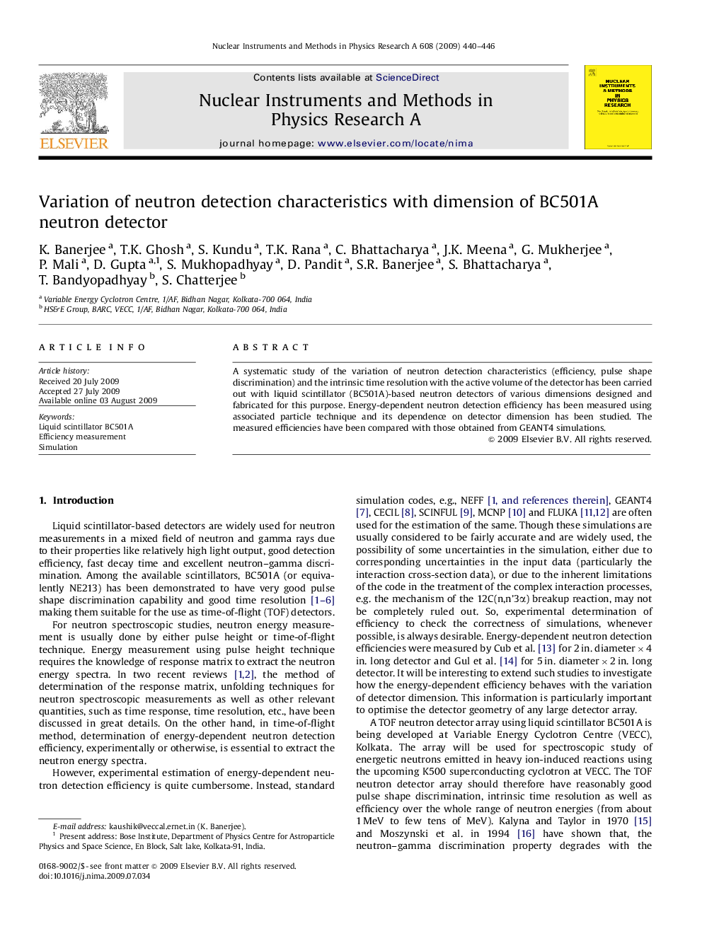 Variation of neutron detection characteristics with dimension of BC501A neutron detector