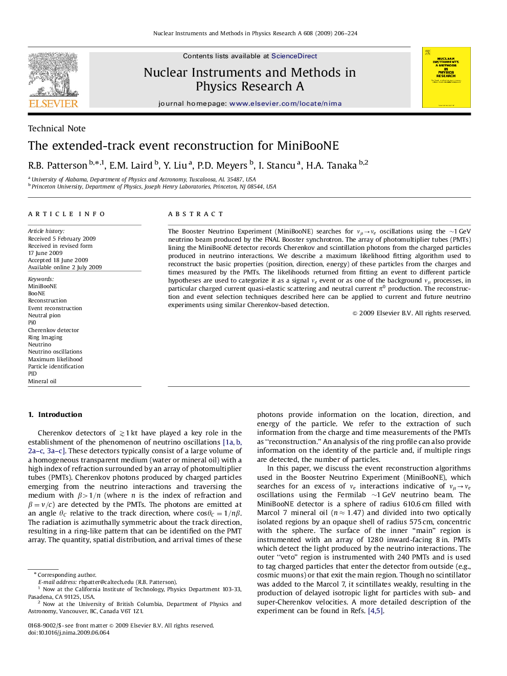 The extended-track event reconstruction for MiniBooNE