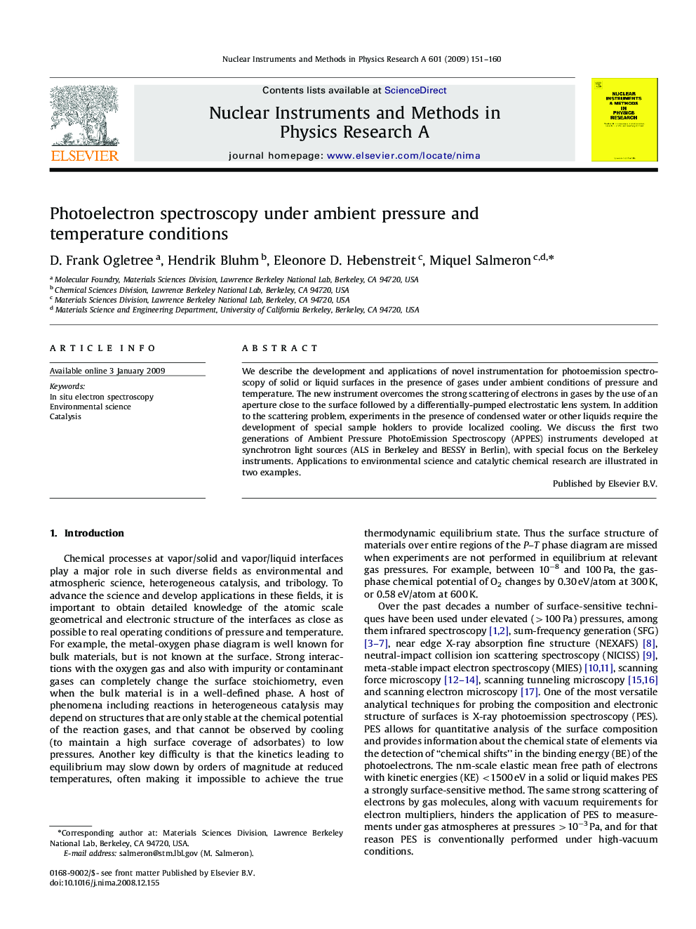 Photoelectron spectroscopy under ambient pressure and temperature conditions